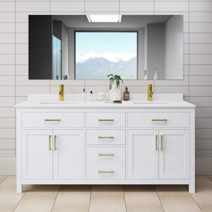 Wyndham Collection Beckett 72" Double Sink Bathroom Vanity with Cultured Marble Top