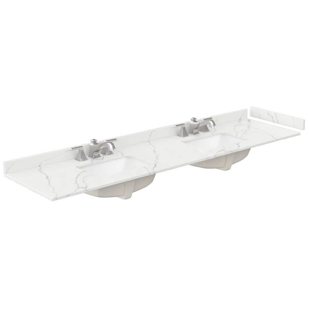 Wyndham Collection Beckett 84" Double Freestanding Dark Blue Bath Vanity with Giotto Quartz Top