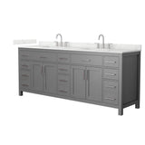 Wyndham Collection Beckett 84 in. Double Freestanding Dark Gray Bath Vanity with Giotto Quartz Top