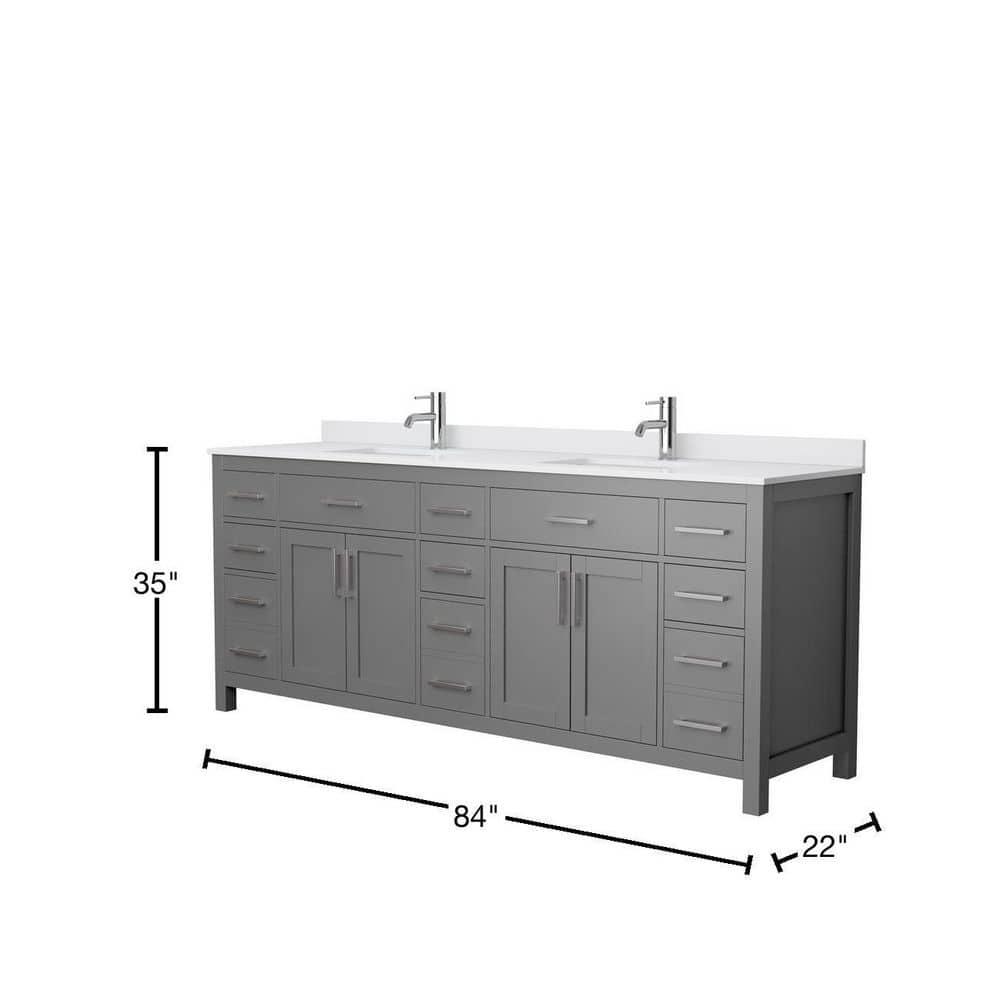 Wyndham Collection Beckett 84" Double Vanity in Dark Gray with Cultured Marble Top