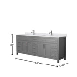 Wyndham Collection Beckett 84" Double Vanity in Dark Gray with Cultured Marble Top