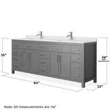 Wyndham Collection Beckett 84" Double Vanity in Dark Gray with Cultured Marble Top