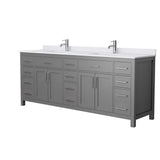 Wyndham Collection Beckett 84" Double Vanity in Dark Gray with Cultured Marble Top