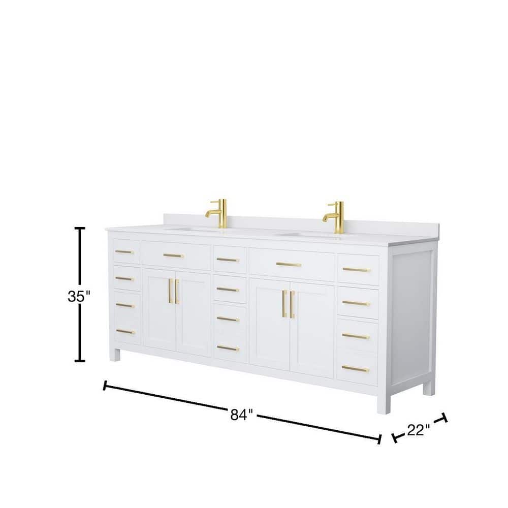 Wyndham Collection Beckett 84" Double Sink Bathroom Vanity with Cultured Marble Top