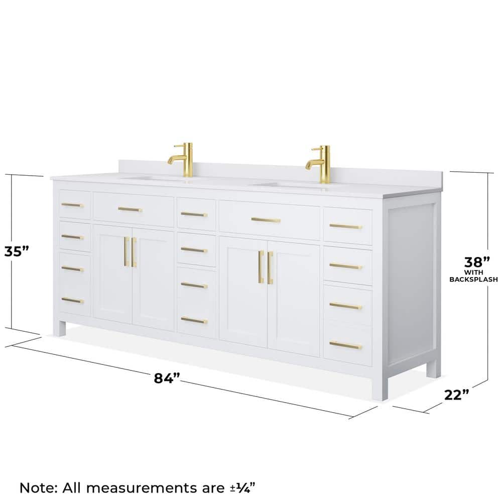 Wyndham Collection Beckett 84" Double Sink Bathroom Vanity with Cultured Marble Top