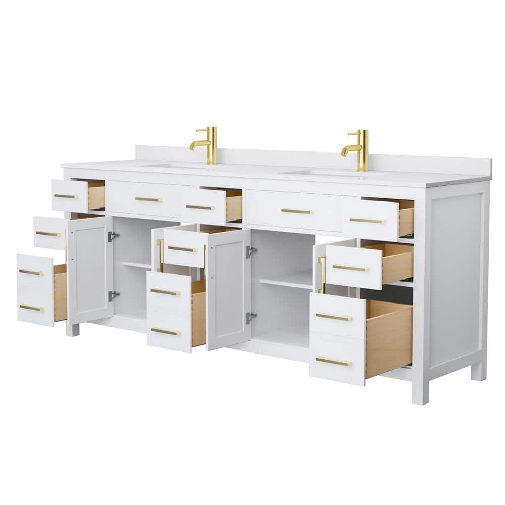 Wyndham Collection Beckett 84" Double Sink Bathroom Vanity with Cultured Marble Top