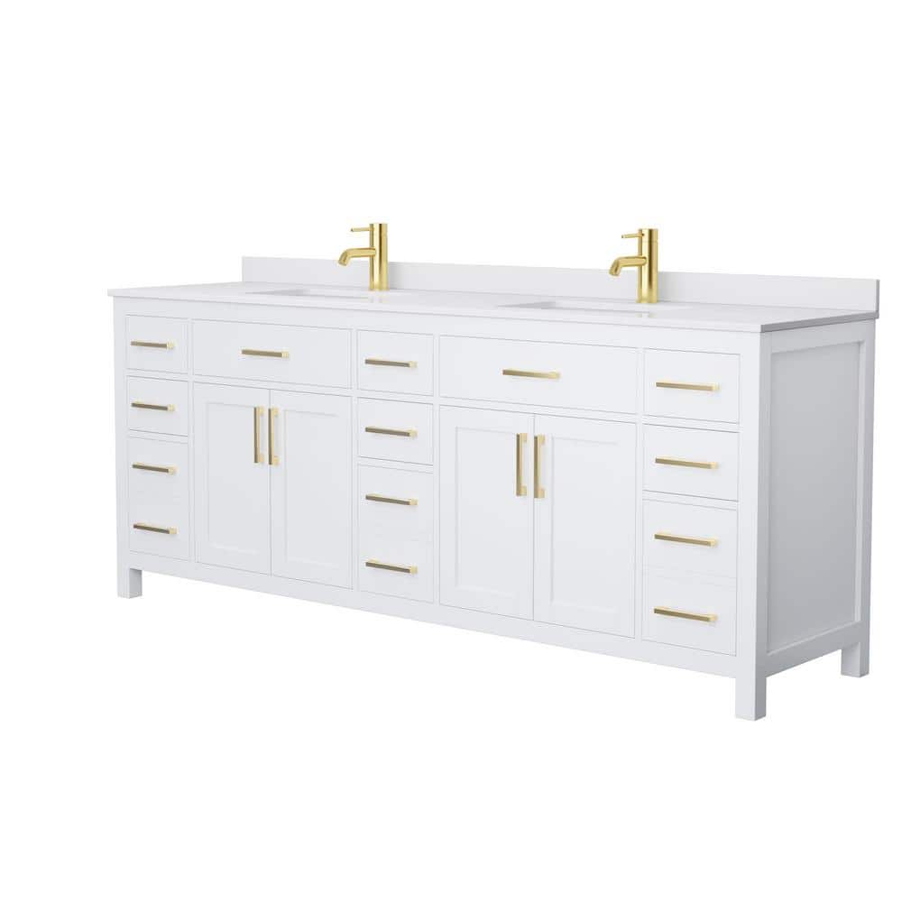 Wyndham Collection Beckett 84" Double Sink Bathroom Vanity with Cultured Marble Top