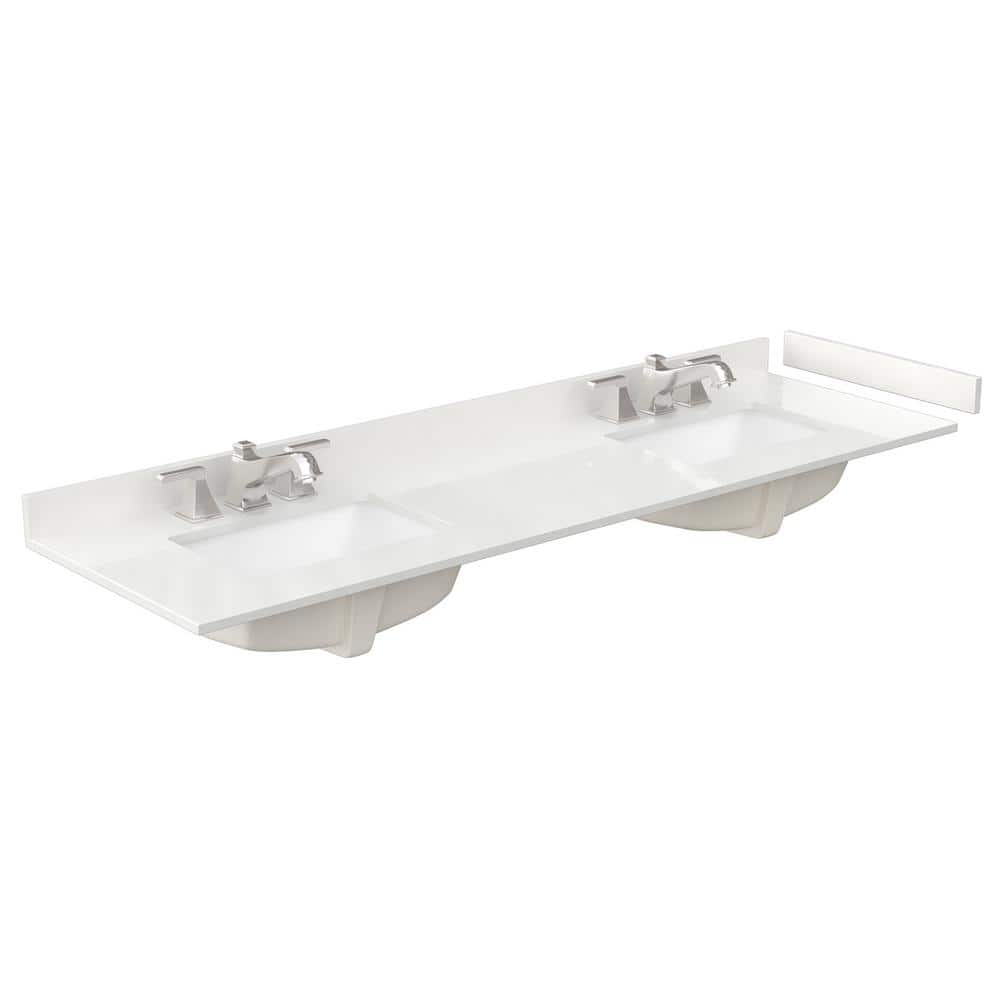 Wyndham Collection Beckett TK 72" Double Sink Bathroom Vanity with White Quartz Top and Brushed Gold Trim