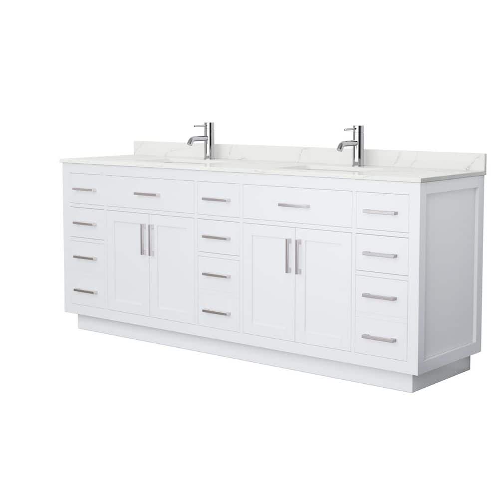 Wyndham Collection Beckett TK 84" Double Sink Bath Vanity with Giotto Quartz Top