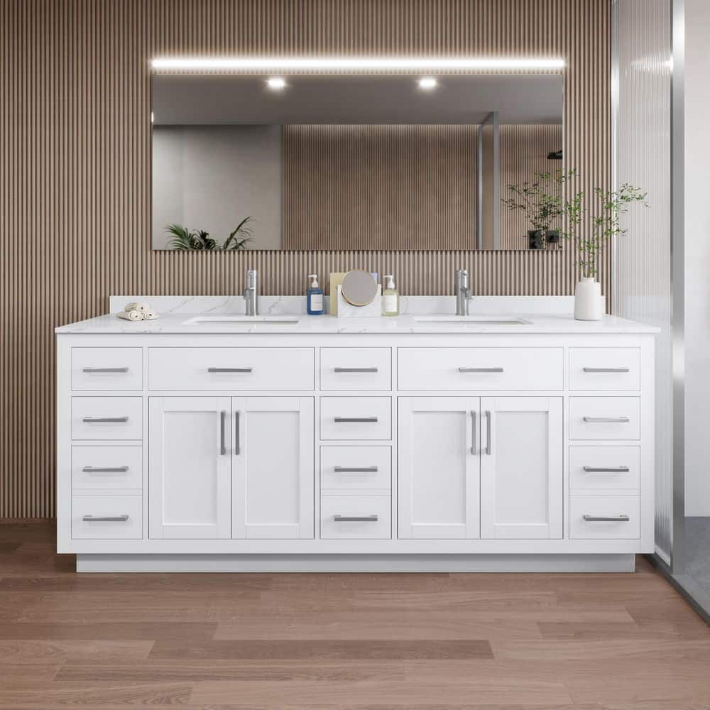 Wyndham Collection Beckett TK 84" Double Sink Bath Vanity with Giotto Quartz Top