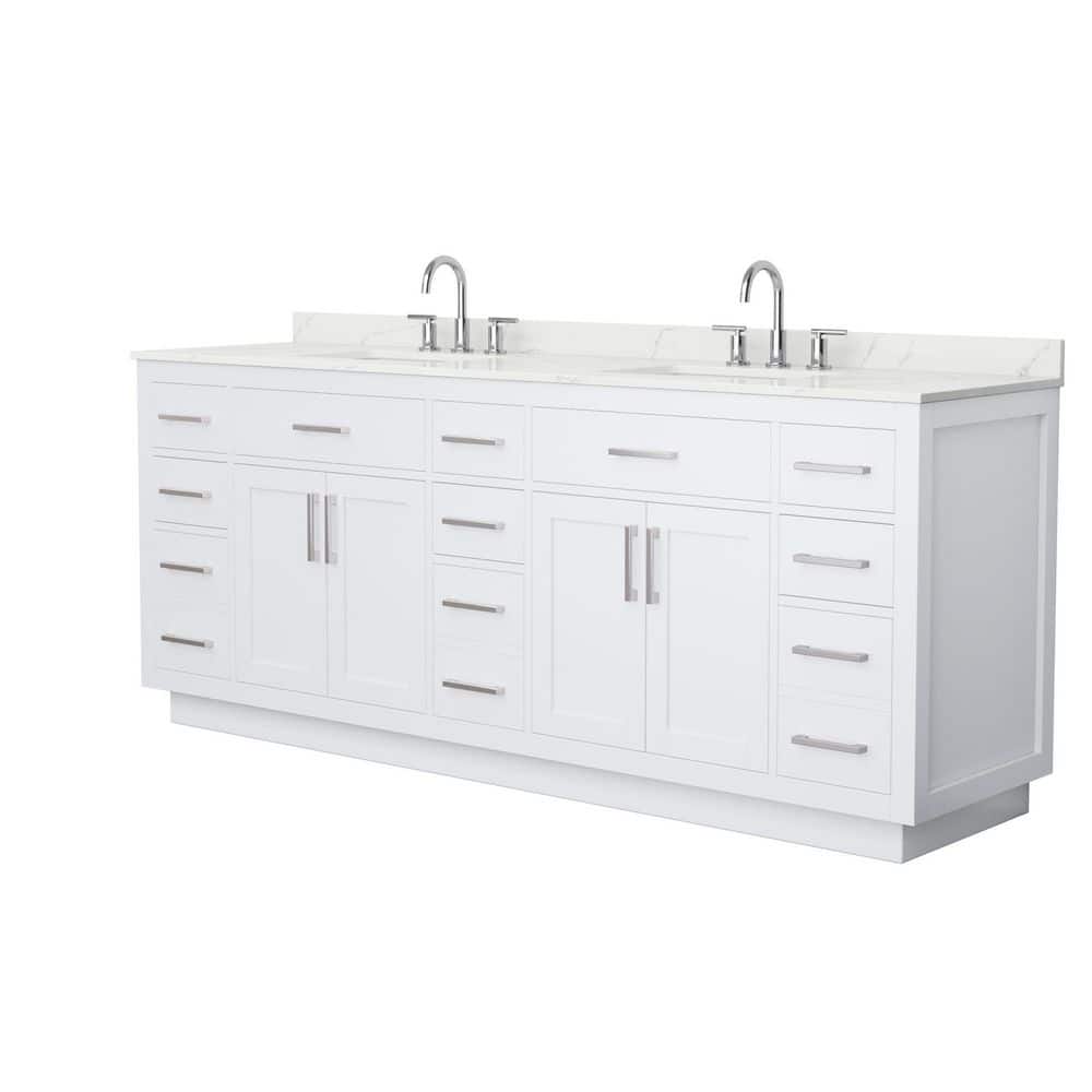 Wyndham Collection Beckett TK 84" Double Sink Bath Vanity with Giotto Quartz Top