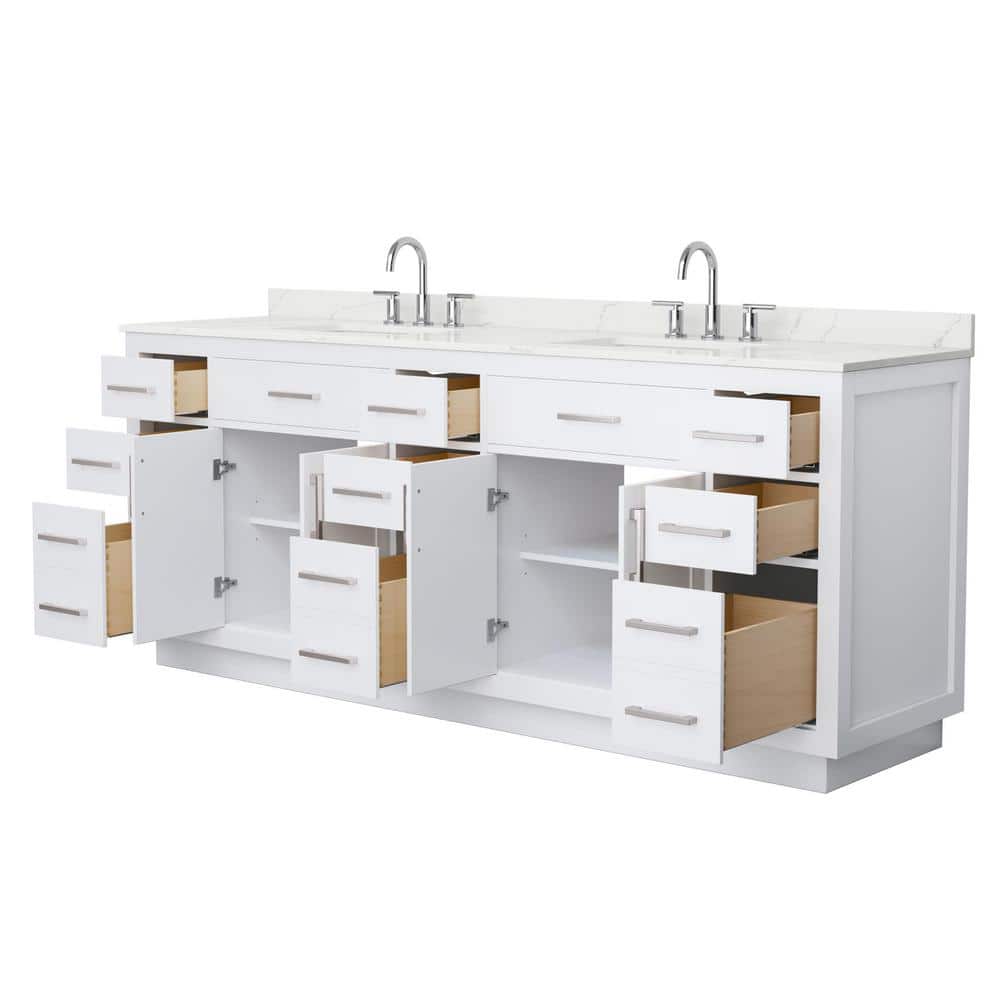 Wyndham Collection Beckett TK 84" Double Sink Bath Vanity with Giotto Quartz Top