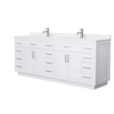 Wyndham Collection Beckett TK 84" Double Sink Bath Vanity with White Quartz Top and Brushed Nickel Trim
