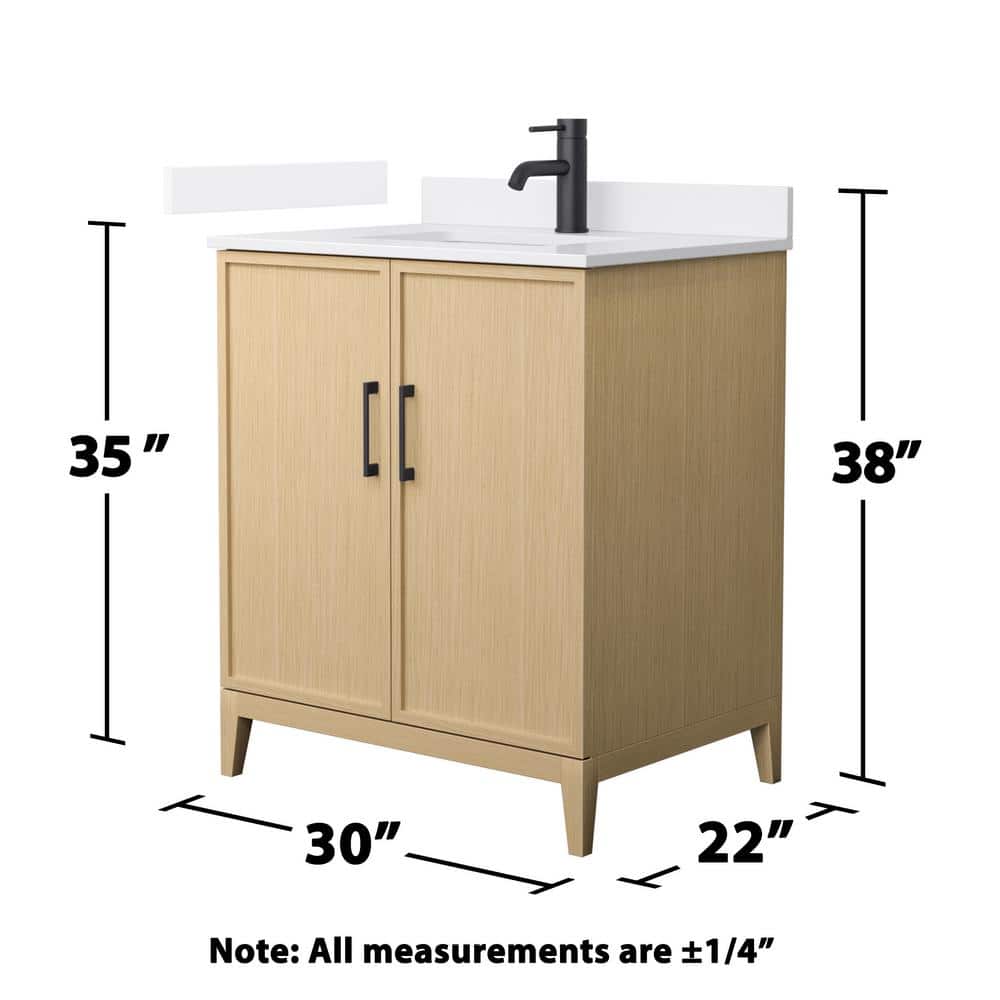 Wyndham Collection Elan 30" White Oak Bathroom Vanity with Cultured Marble Top