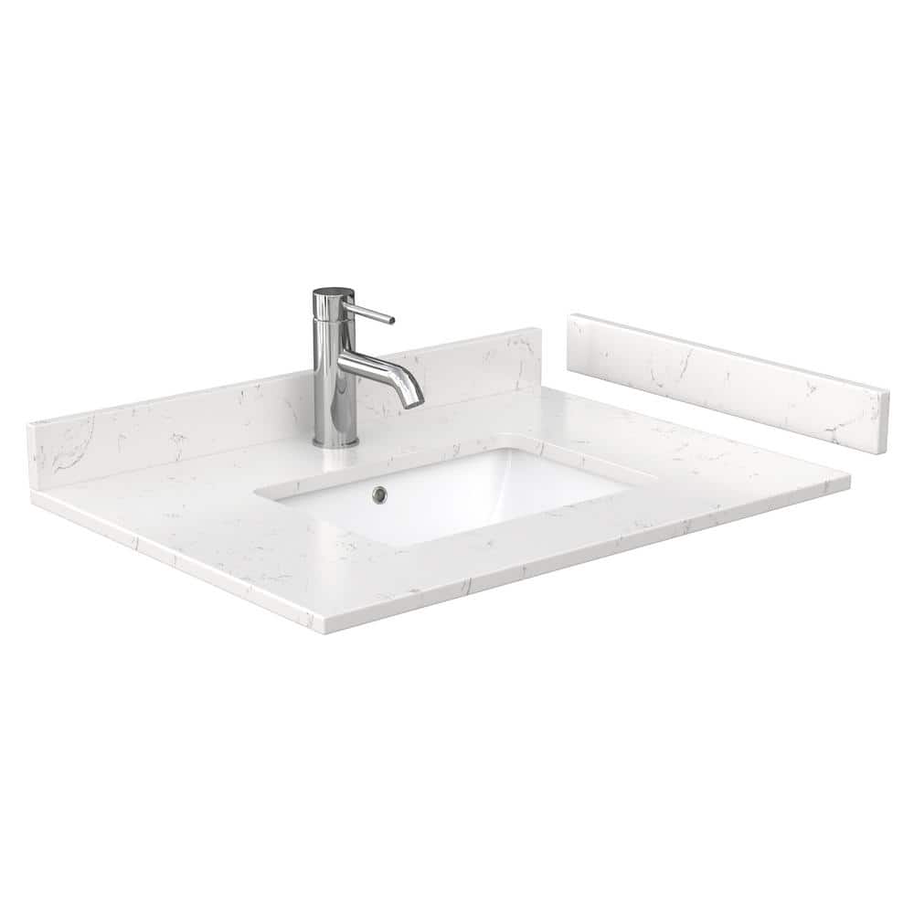Wyndham Collection Elan 30" Bathroom Vanity in White Oak with Carrara Marble Top