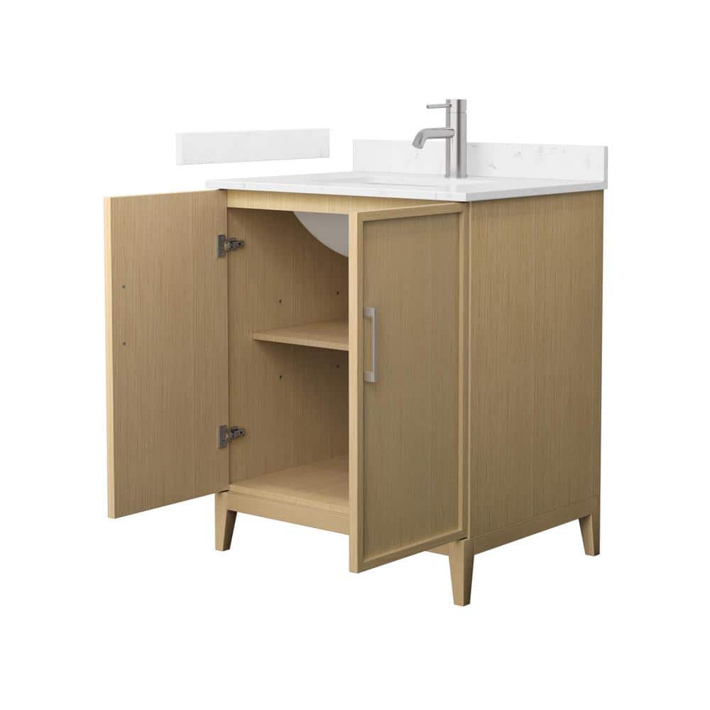 Wyndham Collection Elan 30" Bathroom Vanity in White Oak with Carrara Marble Top