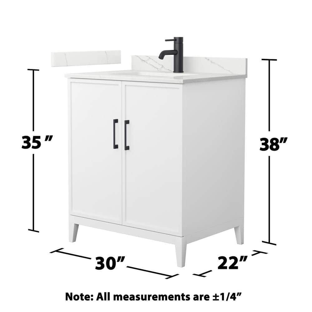 Wyndham Collection Elan 30" Single Bath Vanity in White with Giotto Quartz Top