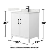 Wyndham Collection Elan 30" Single Bath Vanity in White with Giotto Quartz Top