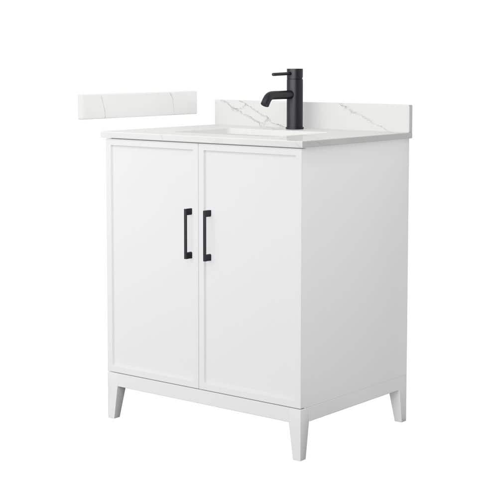 Wyndham Collection Elan 30" Single Bath Vanity in White with Giotto Quartz Top