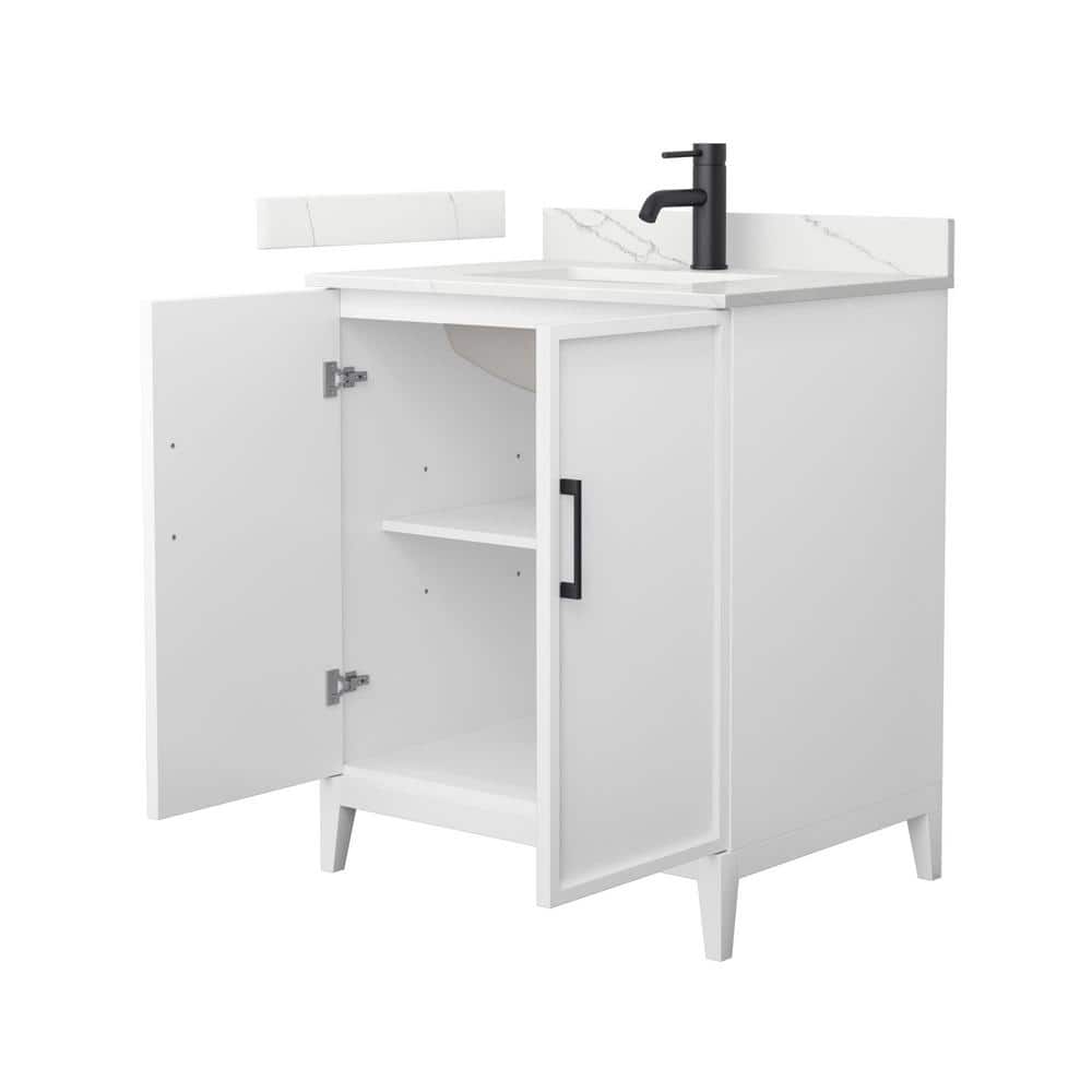 Wyndham Collection Elan 30" Single Bath Vanity in White with Giotto Quartz Top