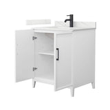 Wyndham Collection Elan 30" Single Bath Vanity in White with Giotto Quartz Top