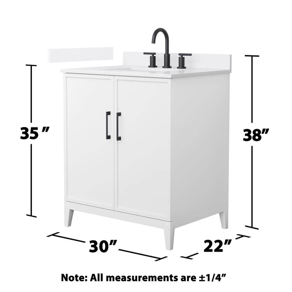 Wyndham Collection Elan 30" Single Bath Vanity in White with Quartz Top