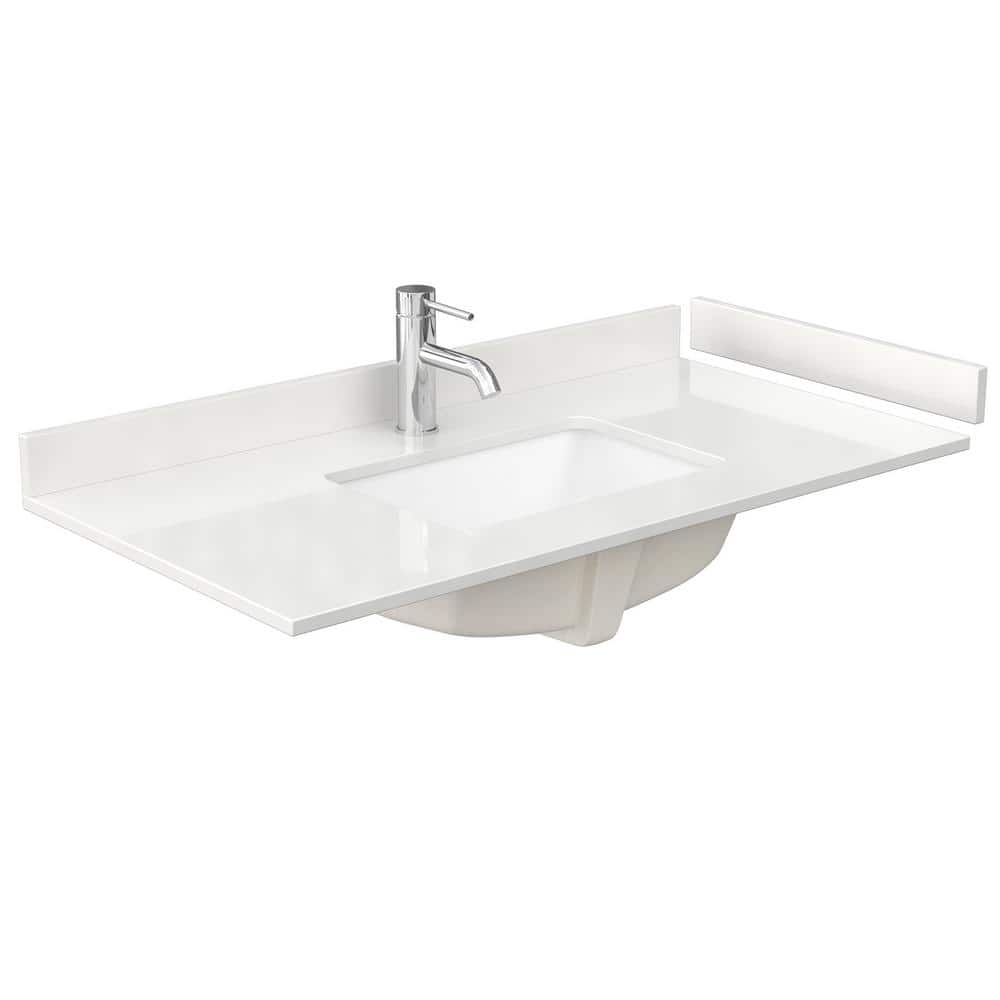 Wyndham Collection Elan TK 42 in. Light Oak Bathroom Vanity with White Quartz Top