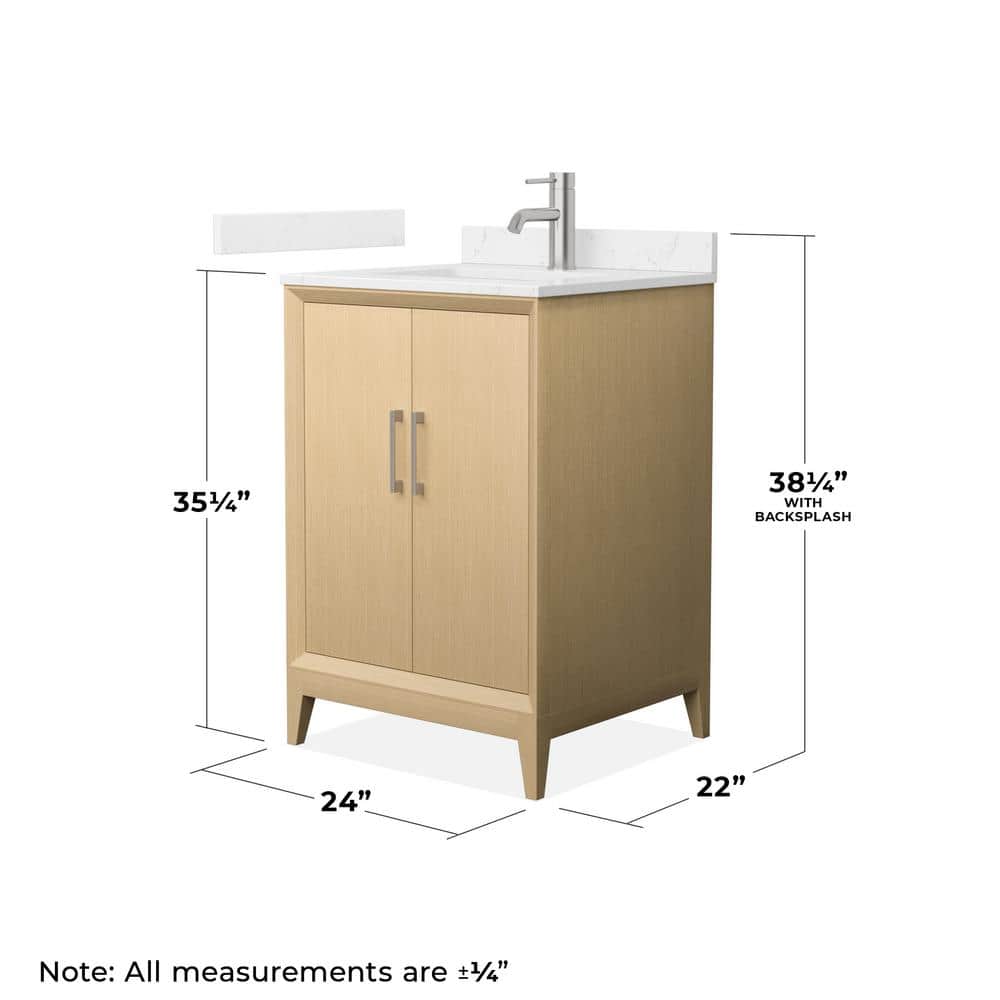 Wyndham Collection Janna 24" White Oak Bath Vanity with Carrara Marble Top