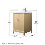 Wyndham Collection Janna 24" White Oak Bath Vanity with Carrara Marble Top