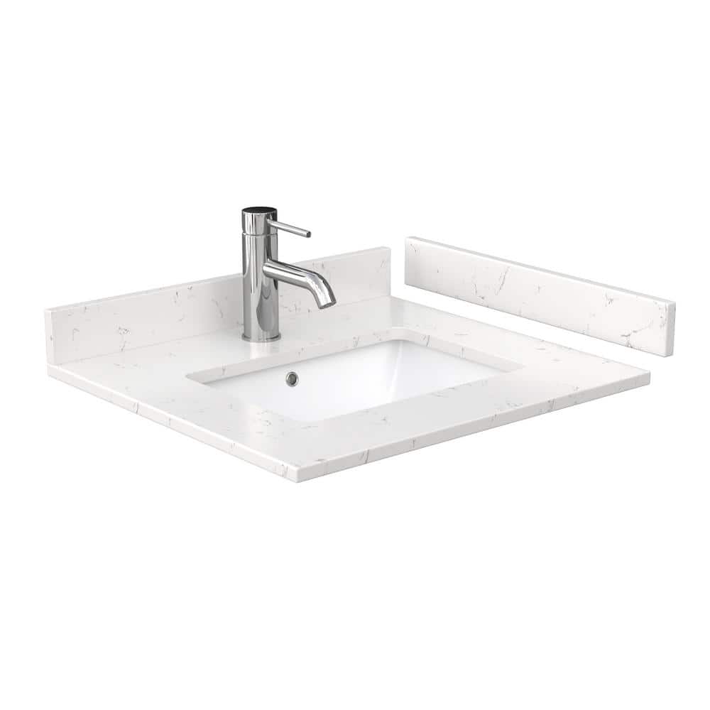 Wyndham Collection Janna 24" White Oak Bath Vanity with Carrara Marble Top
