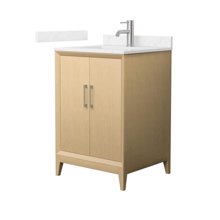 Wyndham Collection Janna 24" White Oak Bath Vanity with Carrara Marble Top