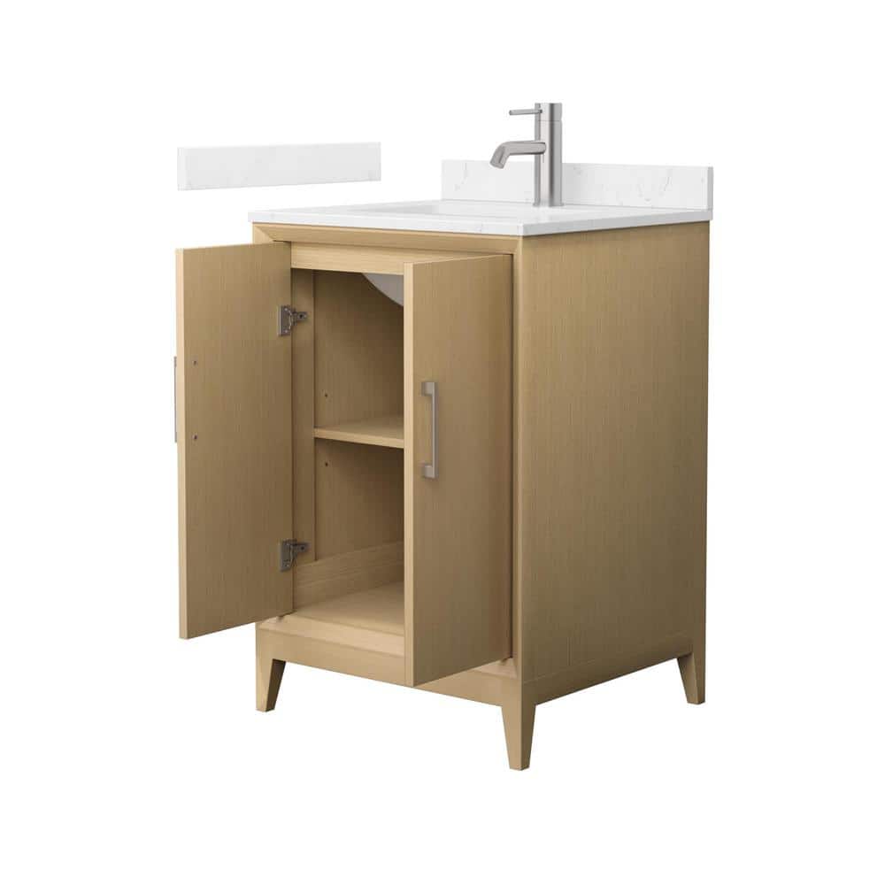 Wyndham Collection Janna 24" White Oak Bath Vanity with Carrara Marble Top