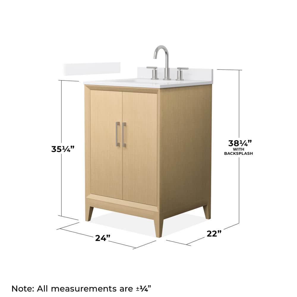 Wyndham Collection Janna 24" White Oak Bathroom Vanity with Quartz Top