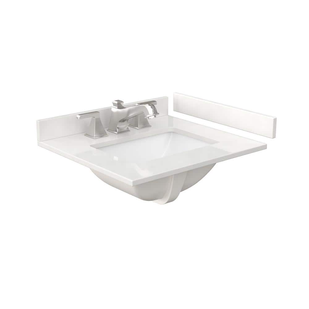 Wyndham Collection Janna 24" White Oak Bathroom Vanity with Quartz Top