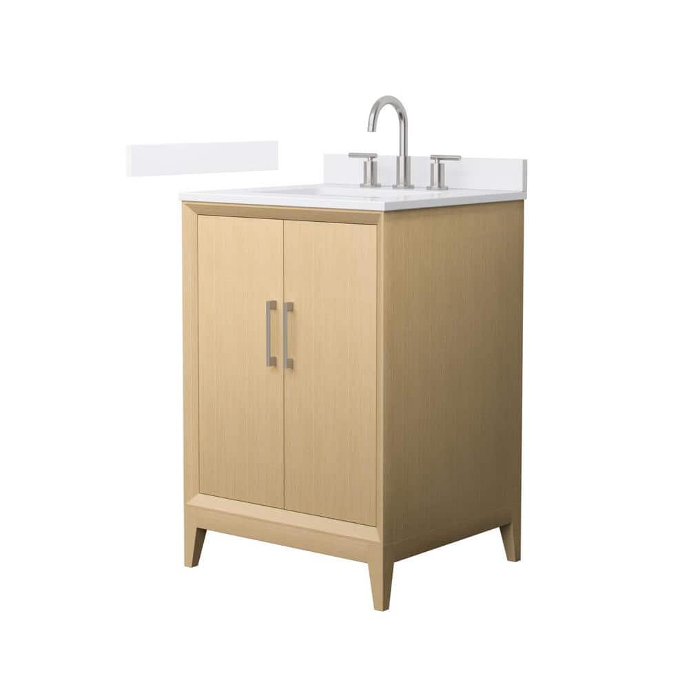 Wyndham Collection Janna 24" White Oak Bathroom Vanity with Quartz Top