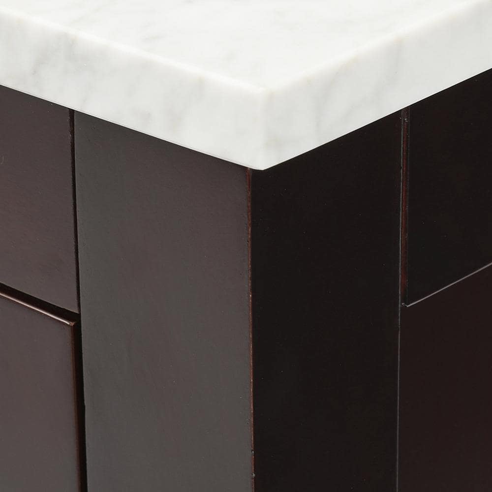 Wyndham Collection Sheffield 30" Bathroom Vanity in Espresso with Carrara Marble Top