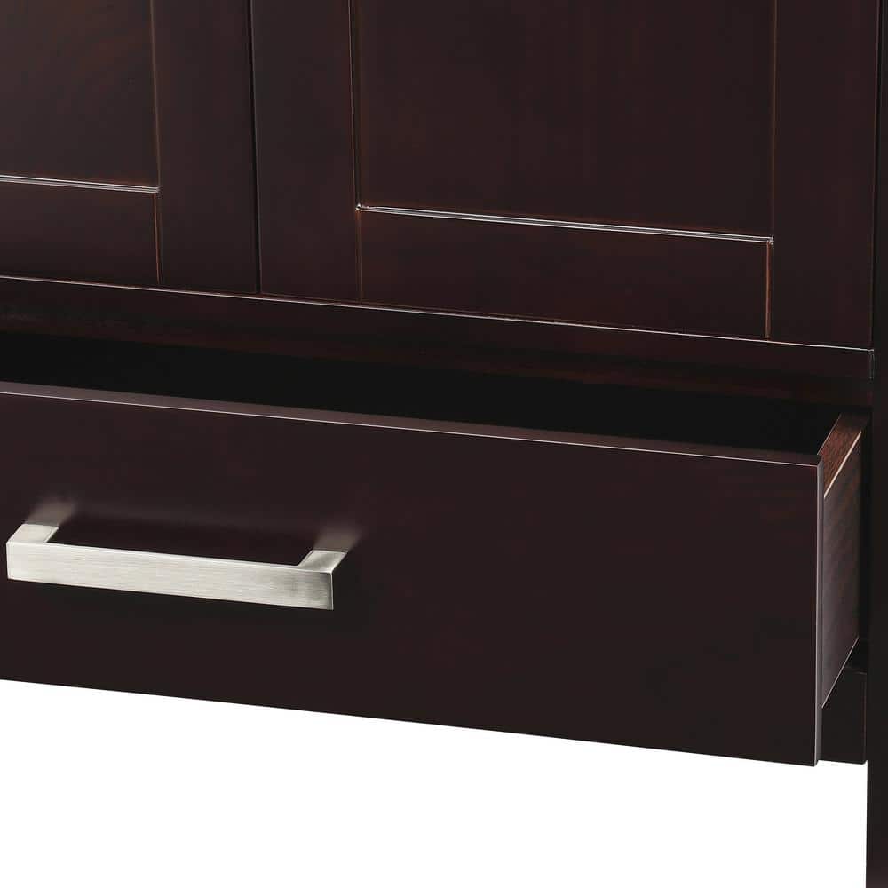 Wyndham Collection Sheffield 30" Bathroom Vanity in Espresso with Carrara Marble Top