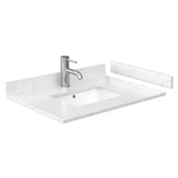 Wyndham Collection Sheffield 30" Gray Bathroom Vanity with Carrara Marble Top