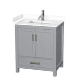 Wyndham Collection Sheffield 30" Gray Bathroom Vanity with Marble Top