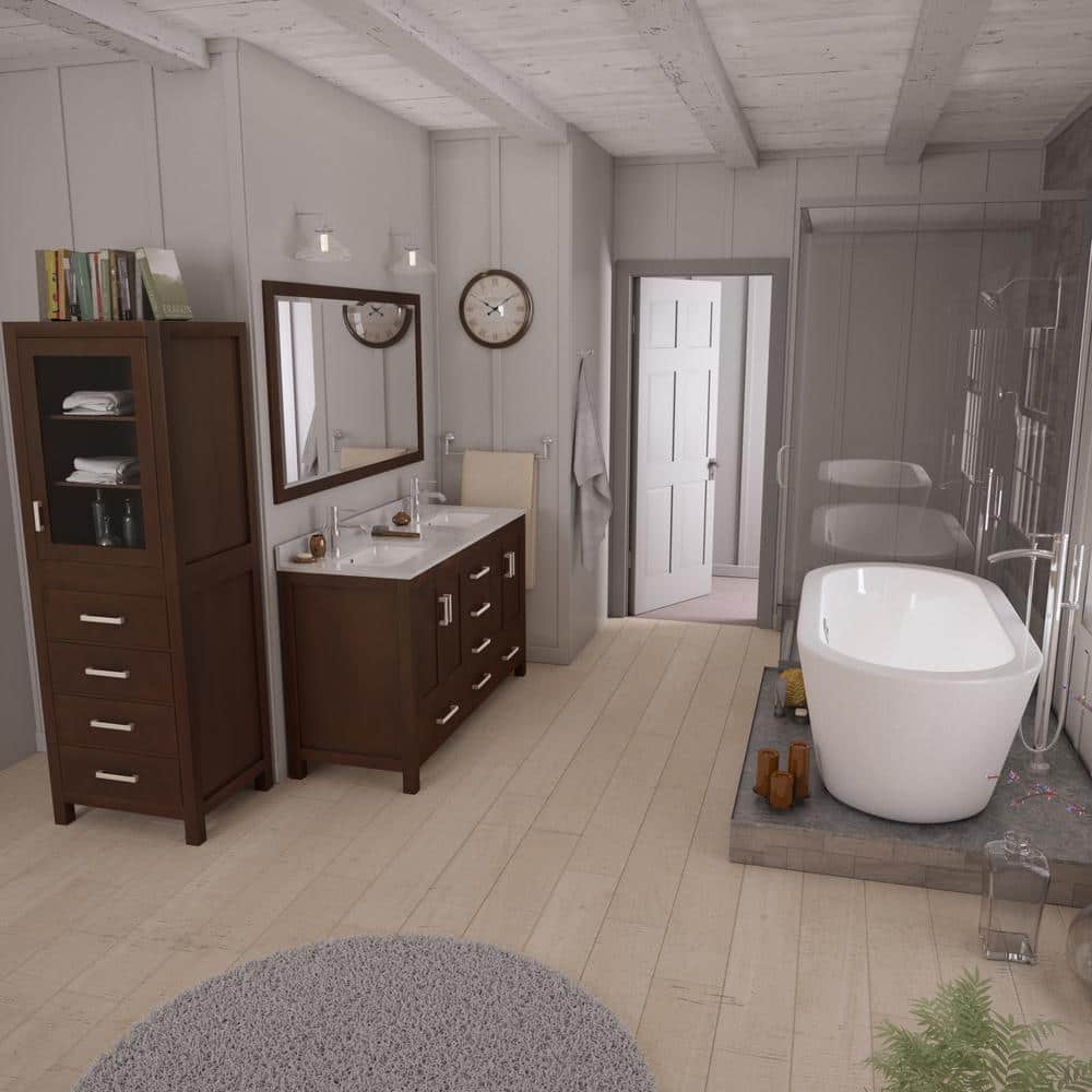 Wyndham Collection Sheffield 60" Double Bath Vanity in Espresso with Cultured Marble Top