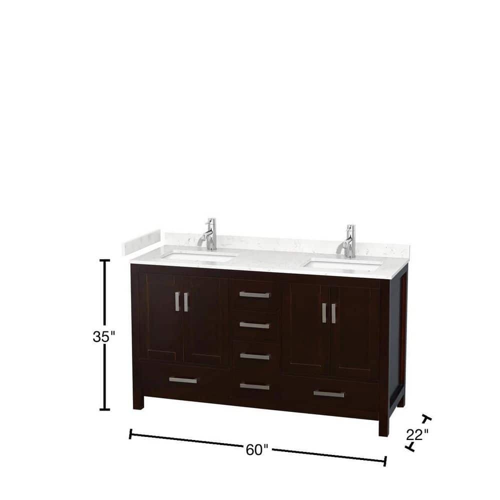Wyndham Collection Sheffield 60" Double Bath Vanity in Espresso with Cultured Marble Top