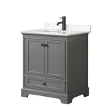 Wyndham Collection Deborah 30" Bathroom Vanity in Dark Gray with Marble Top