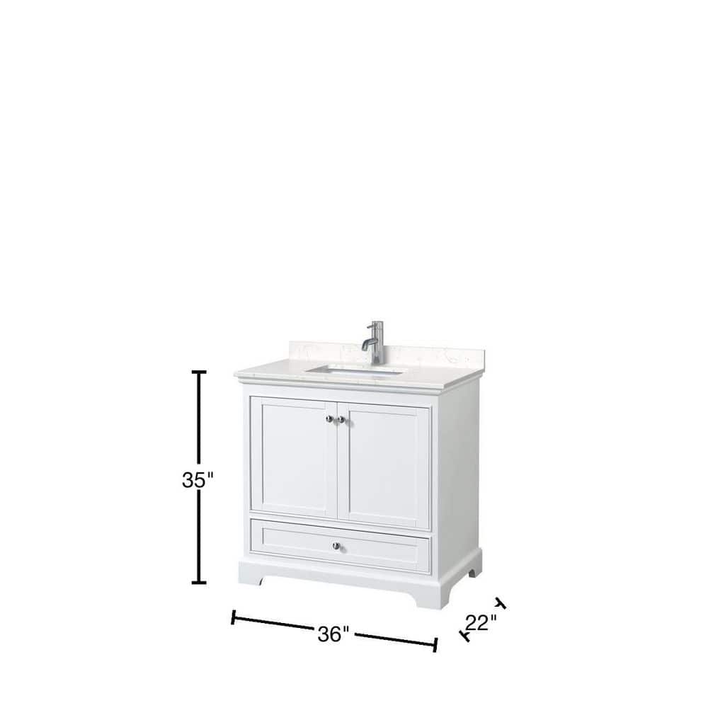 Wyndham Collection Deborah 36" Single Bath Vanity in White with Carrara Marble Top