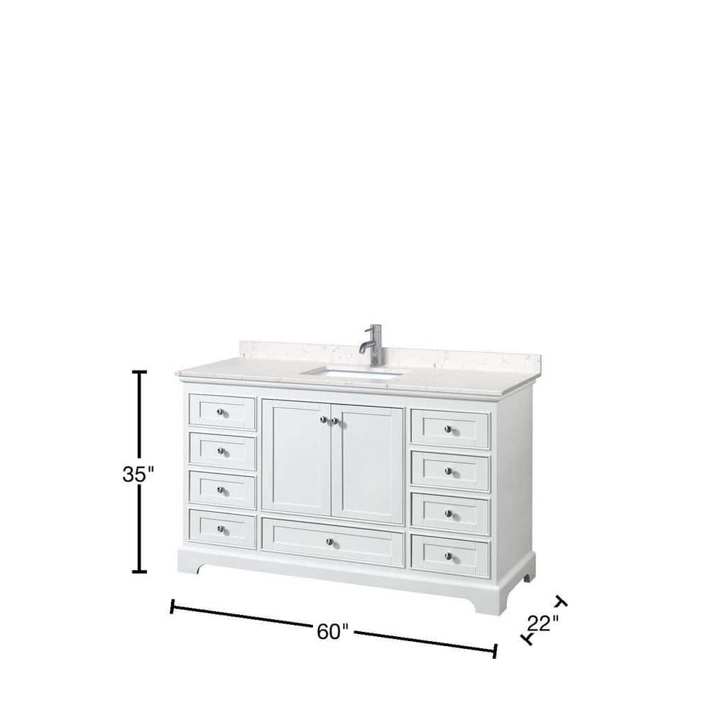 Wyndham Collection Deborah 60in Single Vanity with Cultured Marble Top in White