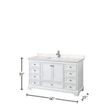 Wyndham Collection Deborah 60in Single Vanity with Cultured Marble Top in White