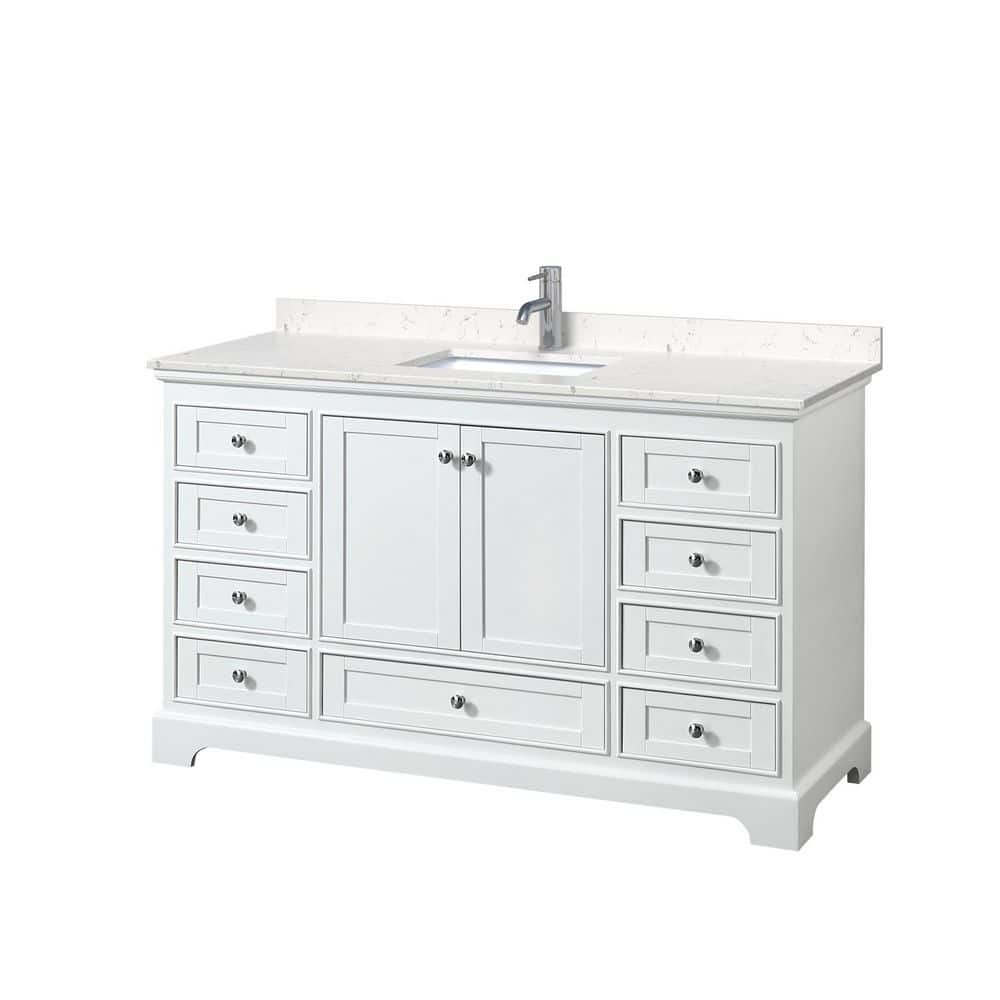 Wyndham Collection Deborah 60in Single Vanity with Cultured Marble Top in White