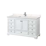 Wyndham Collection Deborah 60in Single Vanity with Cultured Marble Top in White