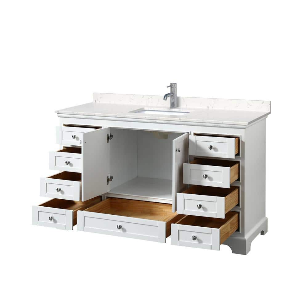 Wyndham Collection Deborah 60in Single Vanity with Cultured Marble Top in White