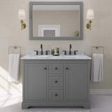 Wyndham Collection Avery 48" Double Bath Vanity in Dark Gray with White Carrara Marble Top