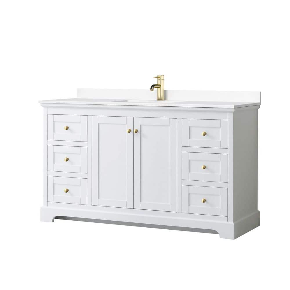 Wyndham Collection Avery 60" Single Sink Bath Vanity in White with Cultured Marble Top